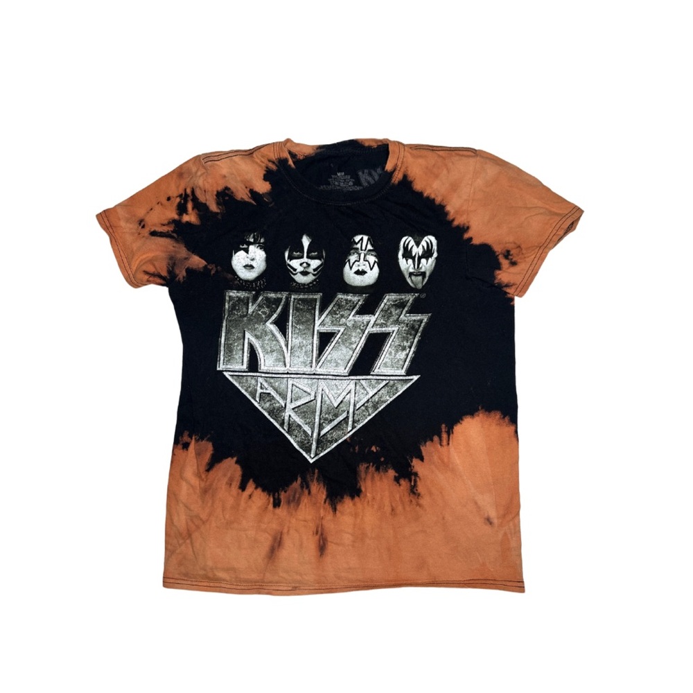 Kiss Bleach Dye Band Tee